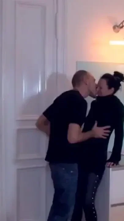 Tattooed sexy babe pussy fucking in the kitchen cum in mouth