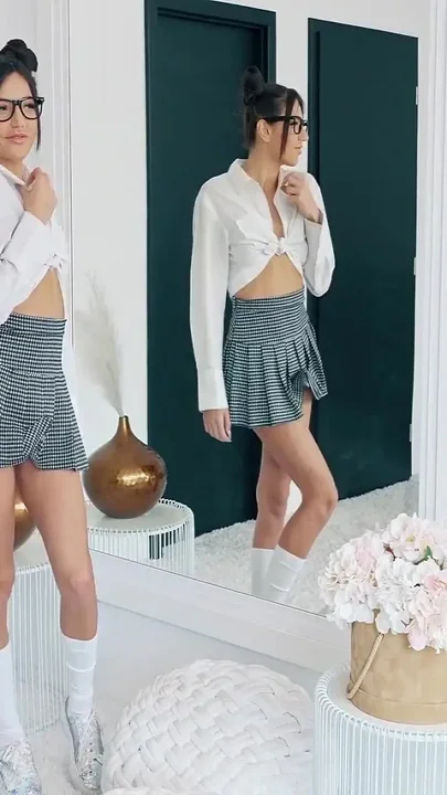 Petite Small Tit Girl Mini Mitzi in Front of the Mirror