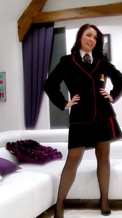 Seductive Bryoni-Kate Teases In Posh Uniform BTS Shoot Clip 1