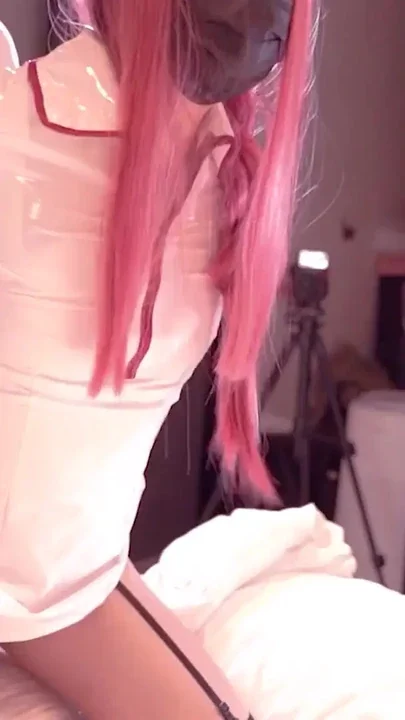 Hentai Cosplayer chest massage from behind Chainsaw Man Makima Nurse Japanese