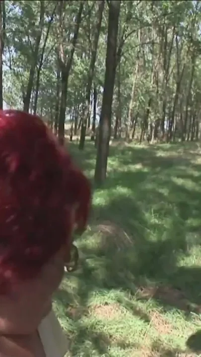 BBW redhead fucked in the woods outdoor