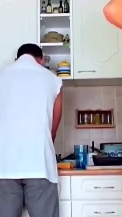 Beautiful big boobs perfect body fucking in the kitchen cum in mouth