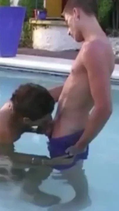 Fucked by a blond straight friend in the swimming pool
