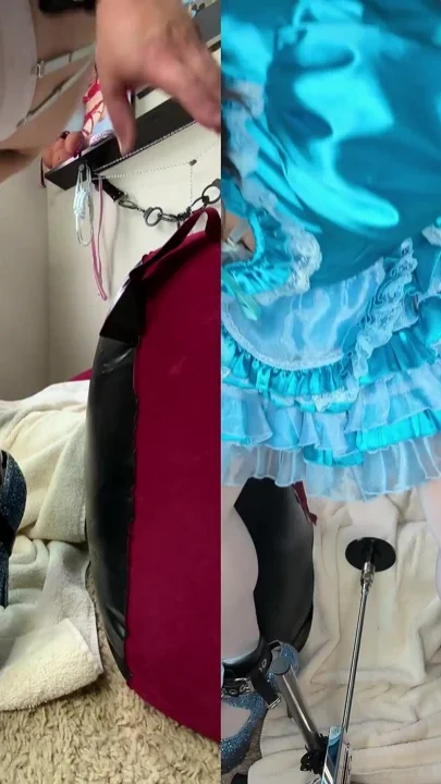 Sissy Candy on Her Inflatable Chair in Self Bondage with Her Fucking Machine