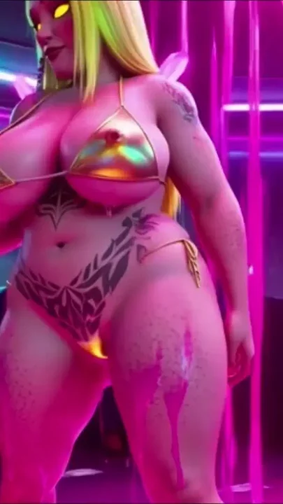 Cyberpunk Neon Oil Twerk Nude Voluptuous Back Dances 2034 Clip 2