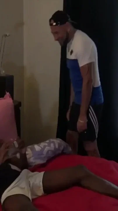 Creampied by straight black cock with mask