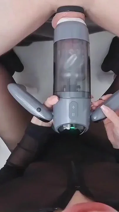 Sucking Cum Out of a Dick Using the New Automatic Male Masturbator from
