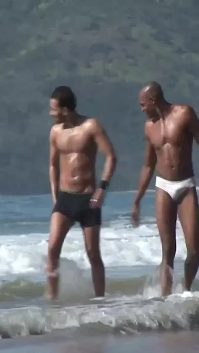 Muscle Adons Black and White Hard Fuck on the Beach