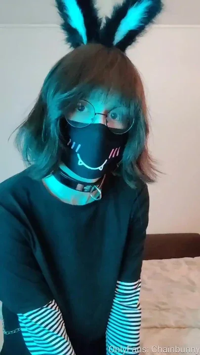 Collared Femboy Bunny Cums a Creamy Load