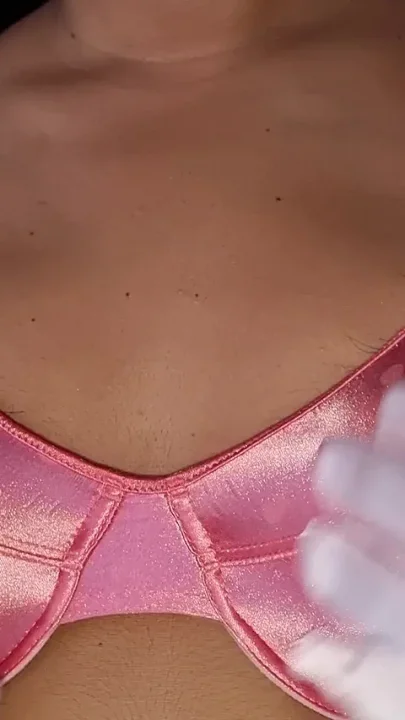 A Classic Vs Satin Bra with Pointy Tits