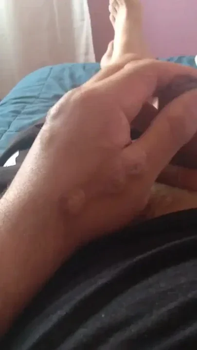 Big daddy plays with his big cock Clip 1