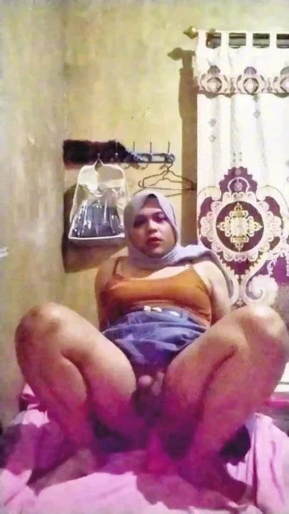 Hijab Shemale Wears High School Uniform For Her Fans' Fantasies Clip 2