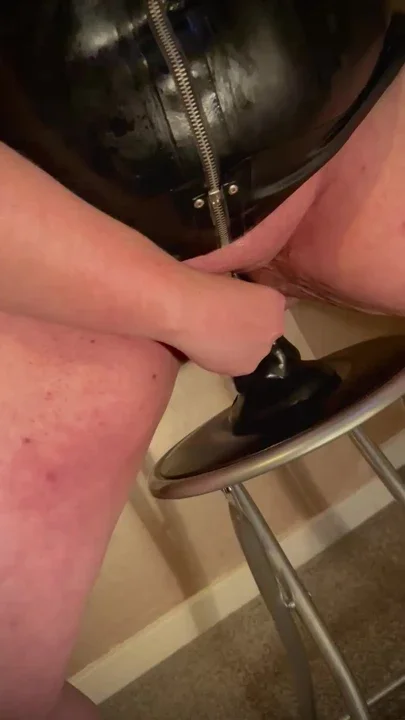 Filling my cunt with a monster dildo