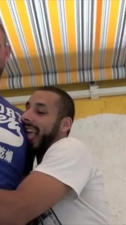 Sexy hairy bear fucked by Arab outdoor with XXL cock