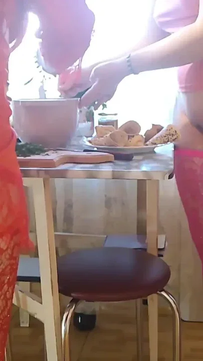 Erotic New Year's Eve cooking in a thong and beautiful lingerie Clip 1