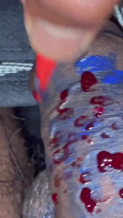 My Hard black cock with red colour cone Clip 2