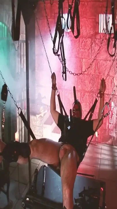 Fetish Girls Scene-1busty Latina Brunette in Latex Fucks Her Tied-up Friend in a BDSM Cave