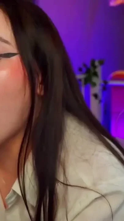 Cute babe gives a deep slobbery blowjob and plays with her wet pussy Clip 1
