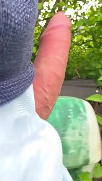 My Big Fat Cock Playing and Cumming Outside