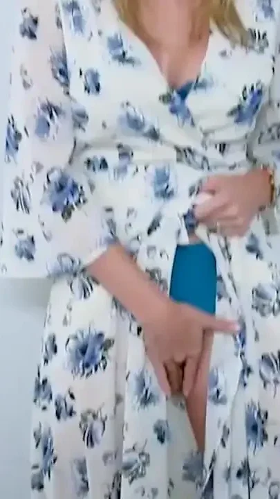 Horny blonde MILF stroking her pussy passionately