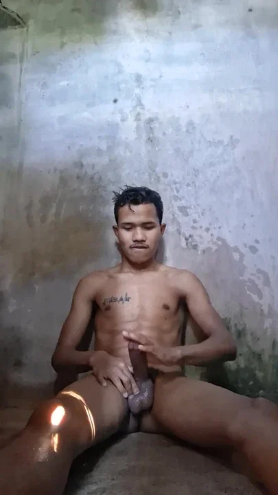 Young solo Indian flashing his cock