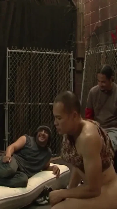 Hot girl spreads legs as horny boys fuck her shaved pussy