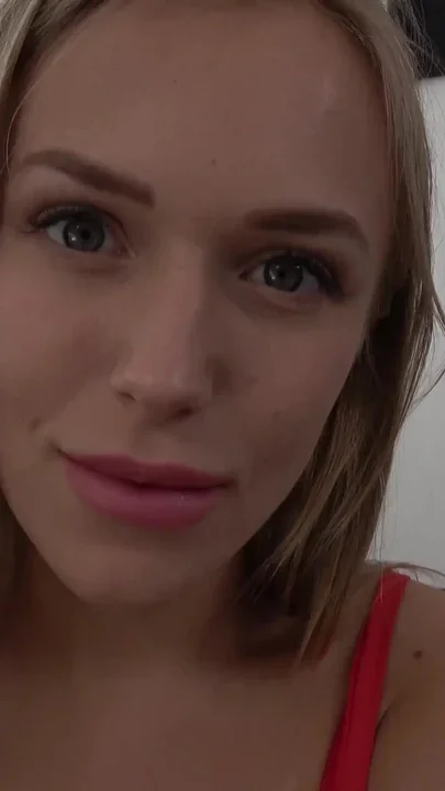 Hot blonde teases you with her smooth lickable pussy