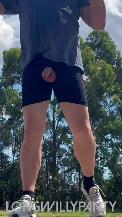 Straight guy playing basketball in public with his dick swinging