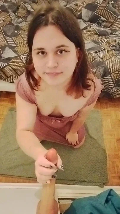 Sucking a realistic dildo