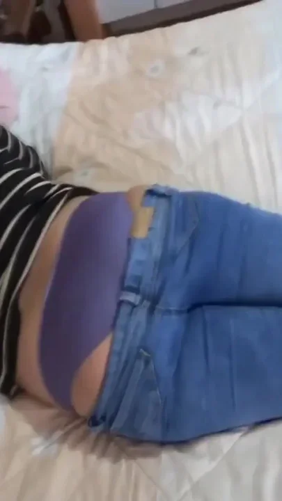 Enjoying our maid she masturbates and I cum on her ass with panties on