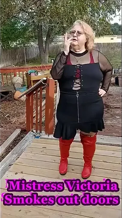 Mistress V Nurse Vicki Smoking Out Side in 2 Sexy Out Fits