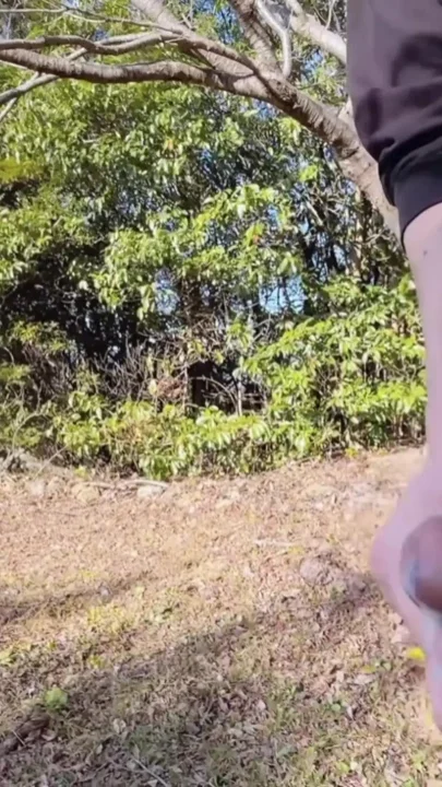 foreskin boy flashing in wood and pee Clip 1