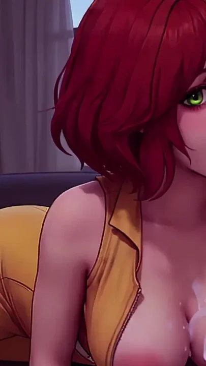 Breaking News Busty Redhead Reporter in Yellow Jumpsuit Glossy POV AI-Generated Clip 1