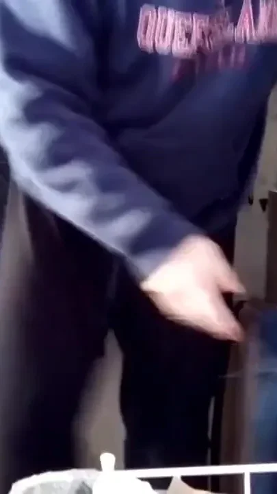 Hot peeing all into the trashcan