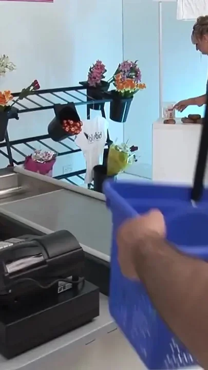 A grocery store foursome begins when the two blonde milfs tease their customer