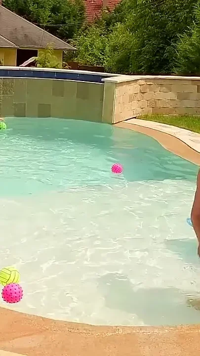 Blonde Poolside Gangbang with Multiple Cocks