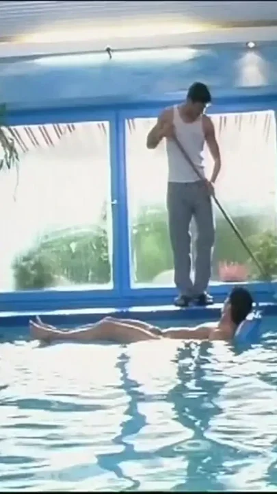 Beautiful Teen with Tight Pussy Fucked in the Pool and Cumshot by Two Big Cocks