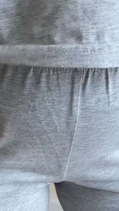 Crotch Touching Fetish in Grey Pyjama Pants