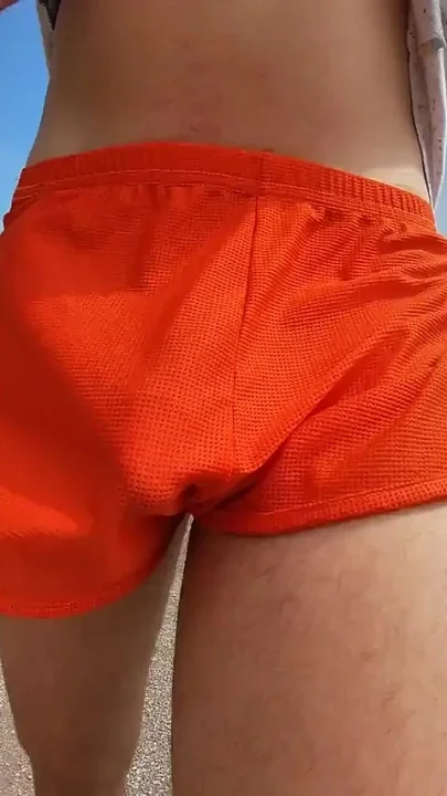 My Cock Manages to Stick Out of My Short Shorts People See It