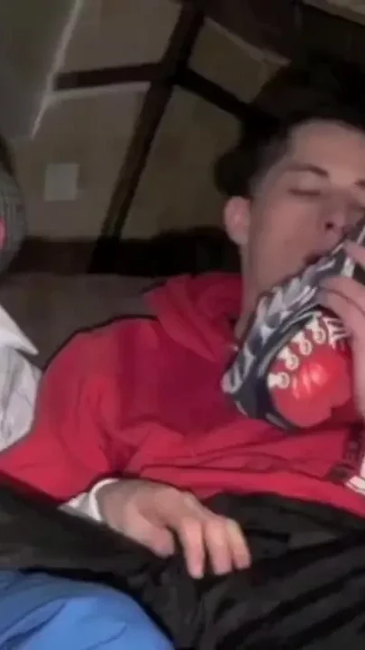 Sex tape with 2 sneakers boy at home