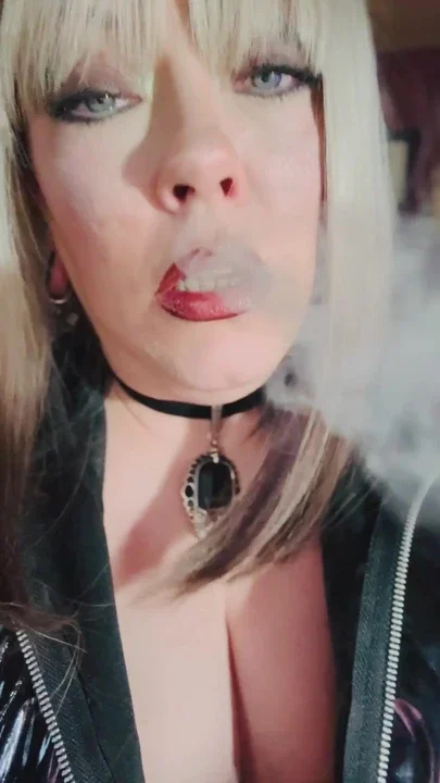 Blonde Babe Tina Snua Is In PVC & Smokes A Cigarette In Fishnet Gloves - Glove