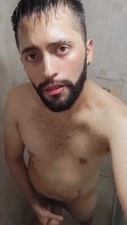 Jerking off my big uncut cock in the shower I need a nice mouth to fill with my hot cum