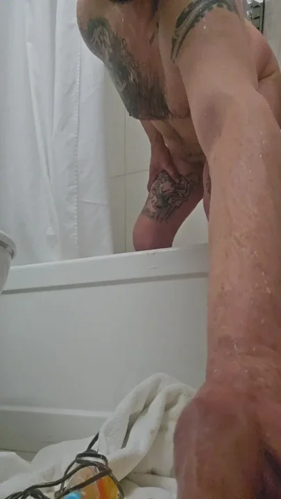 Me teasing my gay freind in the shower