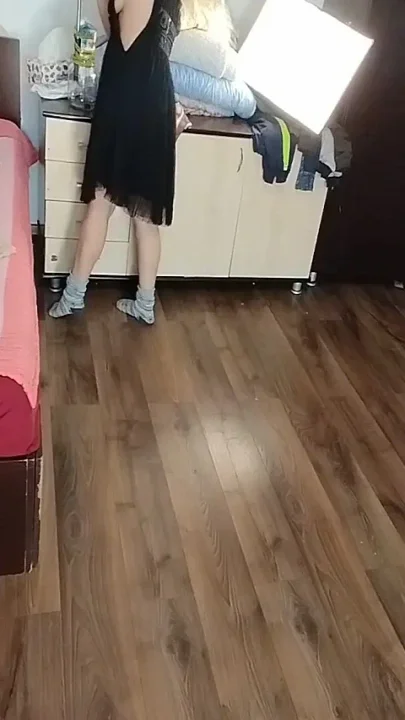 Amateur Woman Has Fun Trying on Clothes and Cutting Them