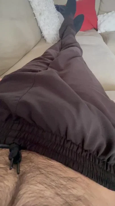 Taking stiff prick out of pants to show you how horny i am
