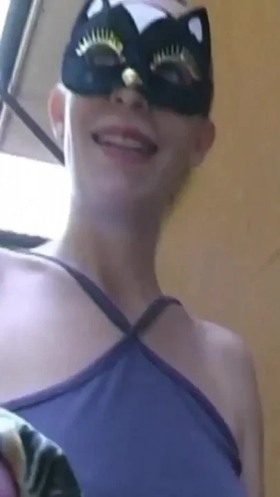 Hot Busty Amateur Masked MILF Masturbates Her Hairy Pussy with a Dildo in the Woods