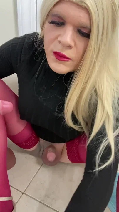 Sissy transgender sexy femboy crossdressing slut sucks cock and talks to milf