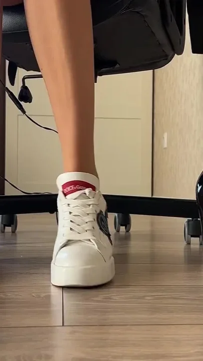 Feet Tease in Sneakers Barefoot High Heels