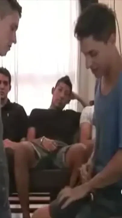 Gang bang with Latino twink and all his friends