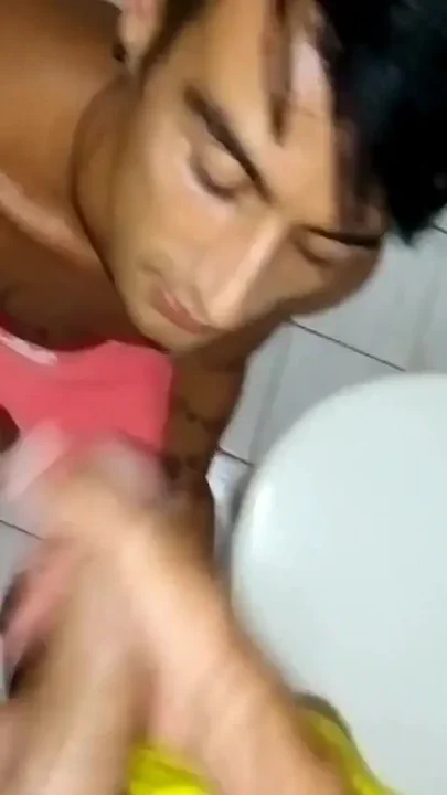 I Love to Jerk at Bathroom Stall While Twink Is Waiting for My Cum